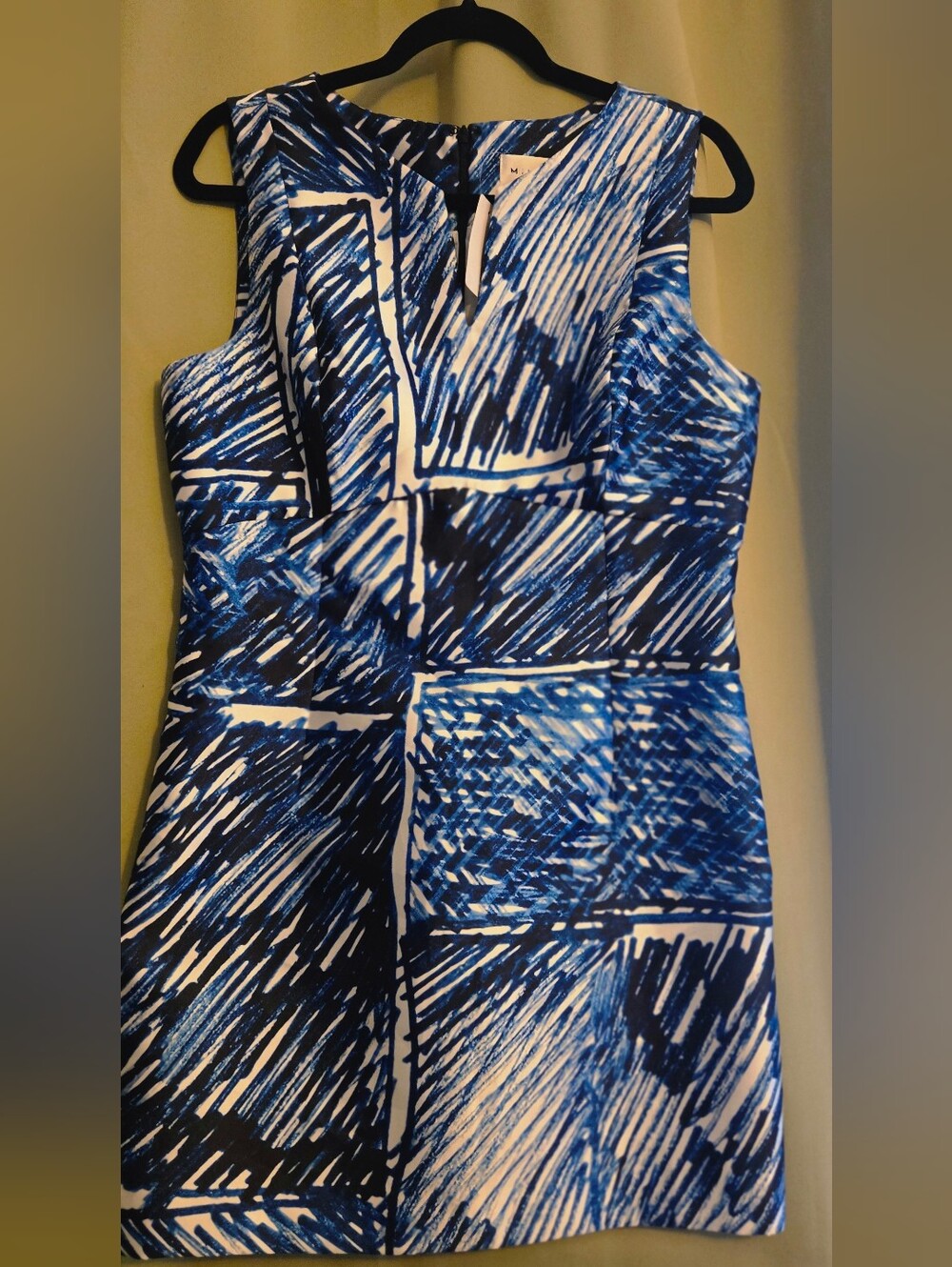 Milly Blue and White Abstract Sheath Dress